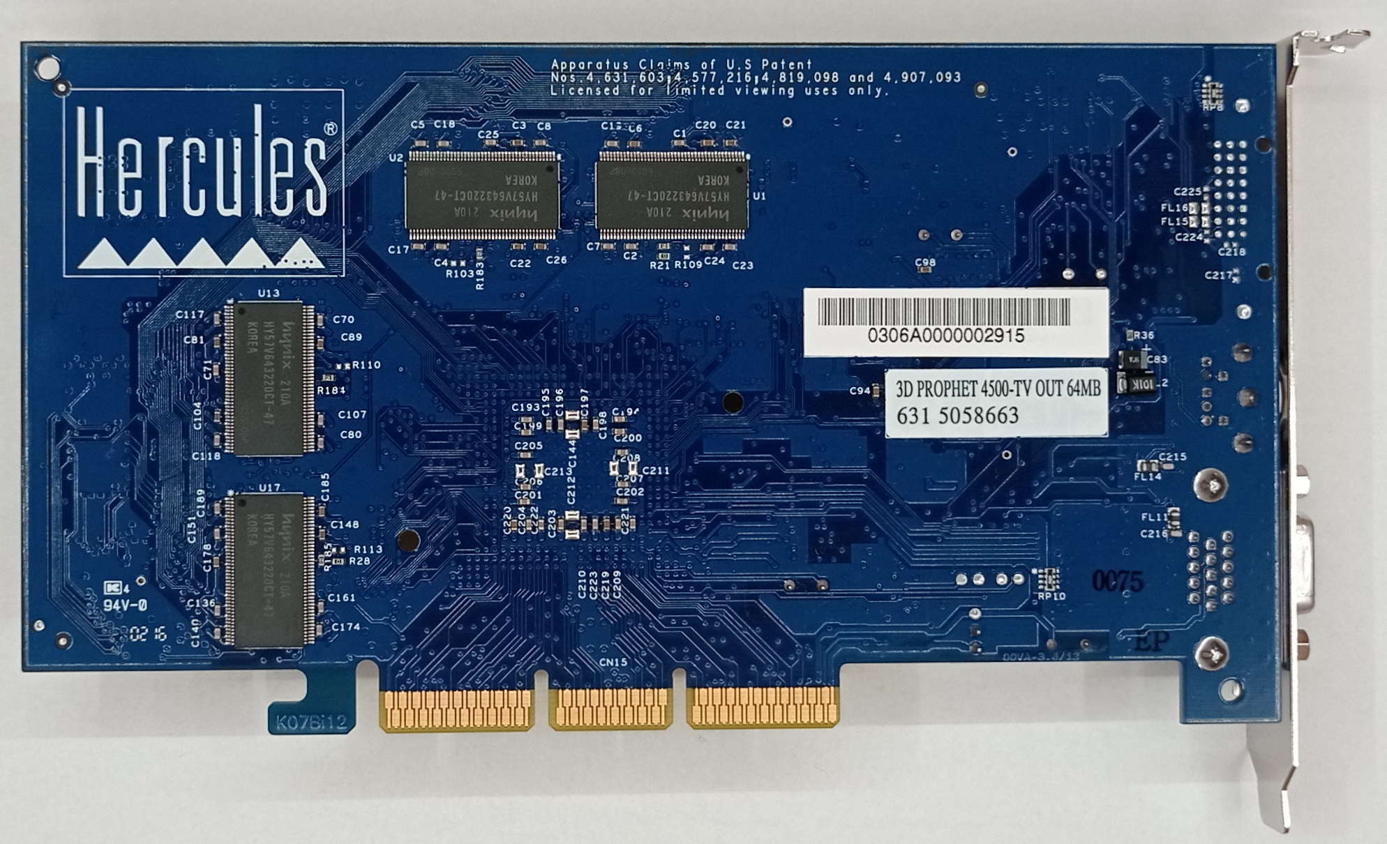 Hercules 3D Prophet 4800 TV-OUT 64MB (Labelled as 3D Prophet 4500 TV OUT 64MB) [Back]