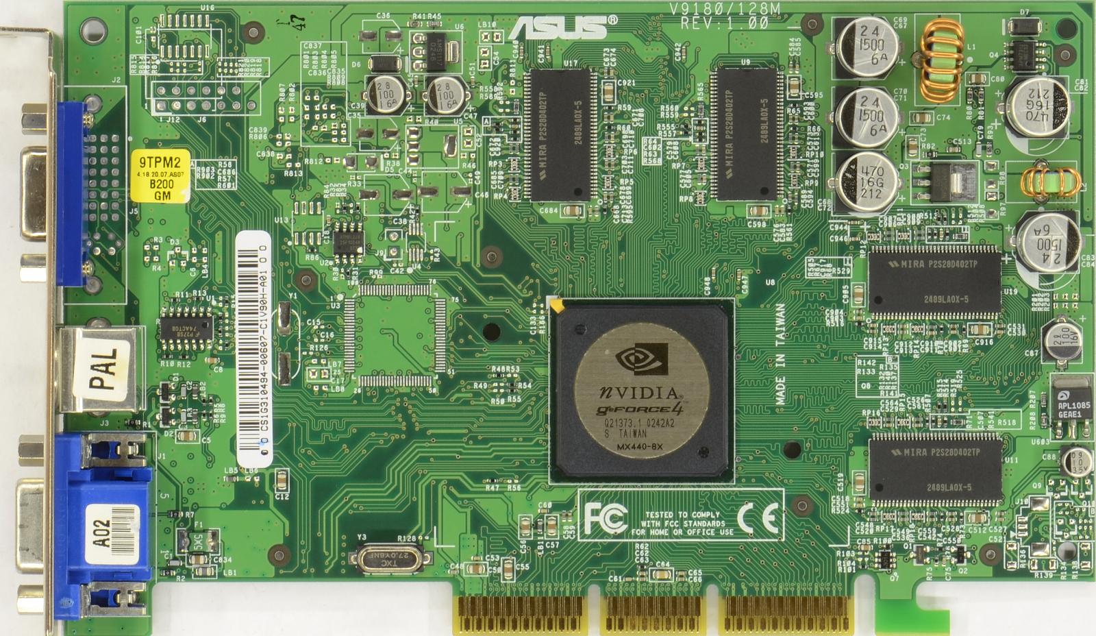 (805) ASUS V9180/2CT/P/128M/4MBO