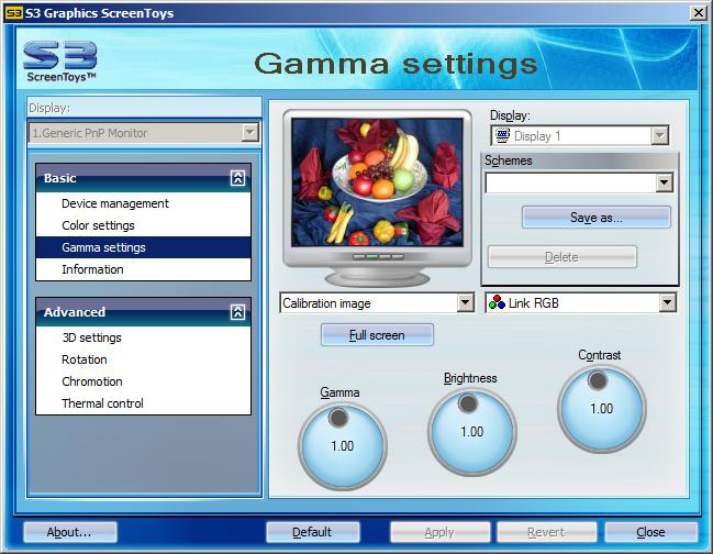 Gamma settings