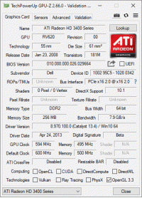 Dell Radeon HD 3450 GPUZ