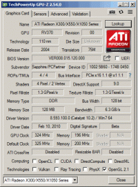 Sapphire X300 GPUZ
